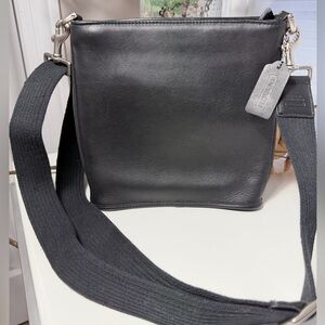 Vintage Coach Legacy Black Leather Crossbody Bag with Detachable Strap